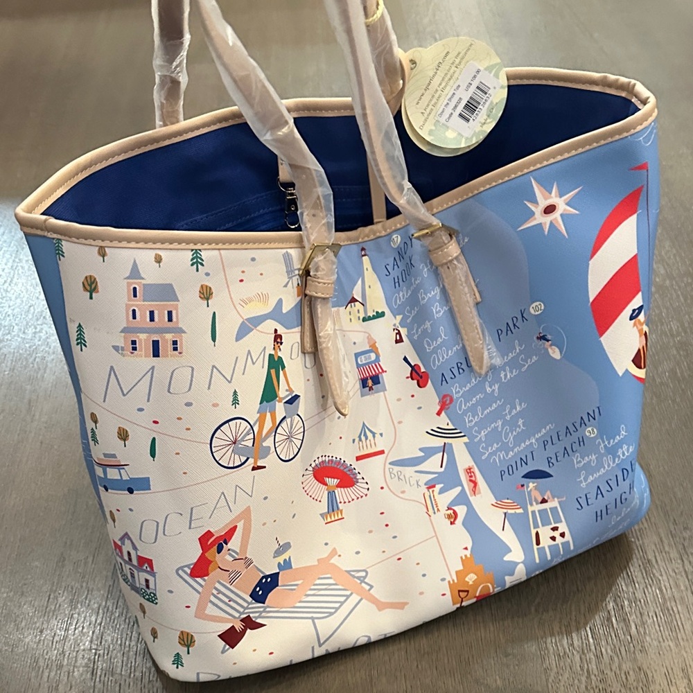 Spartina 449 Blue and Cream Illustrated Tote